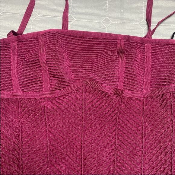 Herve Leger Red Bodycon Mini Dress Spaghetti Strap, XXS - Picture 13 of 13